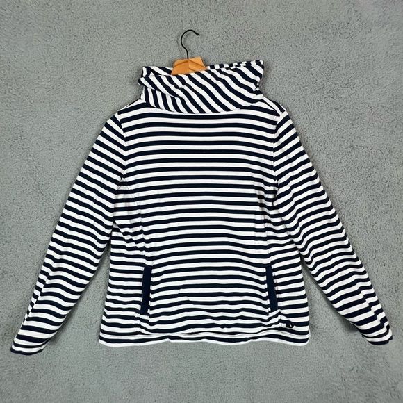 VINEYARD VINES WOMENS ROLL NECK PULLOVER SIZE L WHITE WITH BLUE STRIPES - Picture 1 of 9
